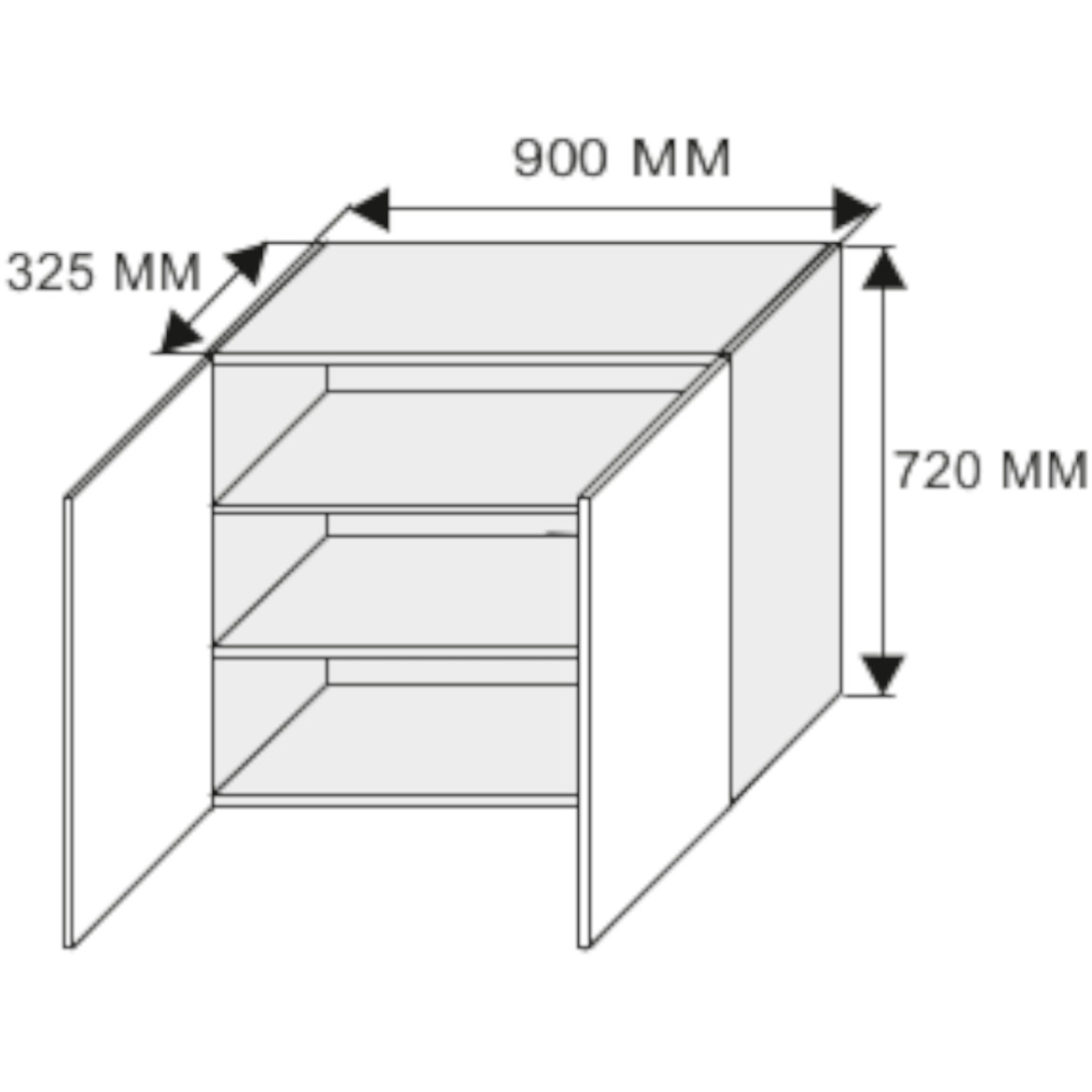 Kuhinjski element Emporium gornji W3 90cm 2 vrata svetlo siva/bela