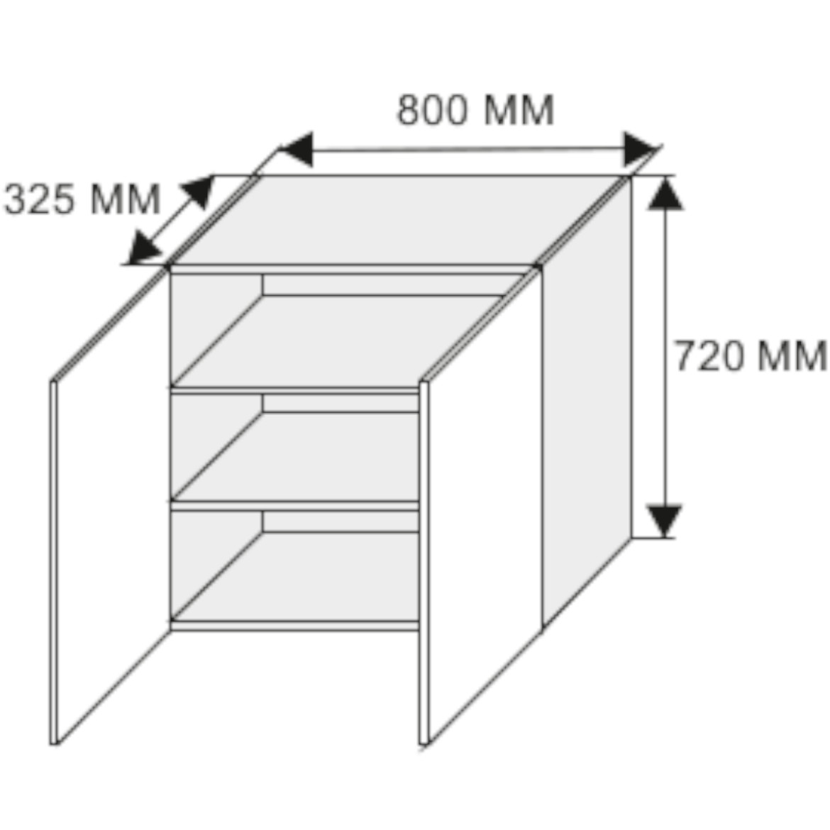 Kuhinjski element Emporium gornji W3 80cm 2 vrata svetlo siva/bela