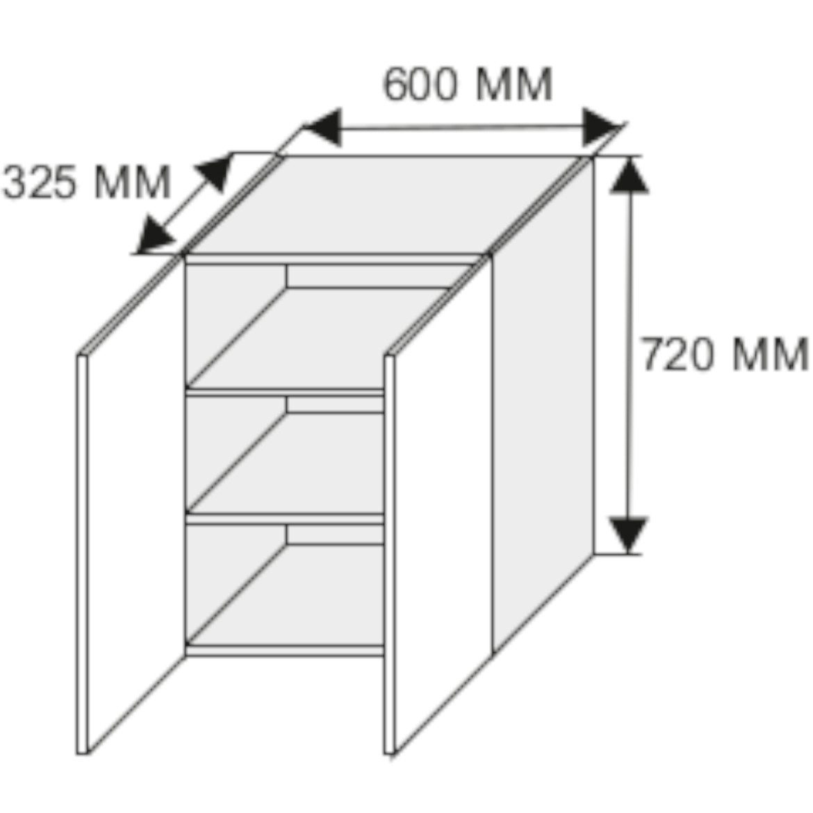 Kuhinjski element Emporium gornji W3 60cm 2 vrata svetlo siva/bela