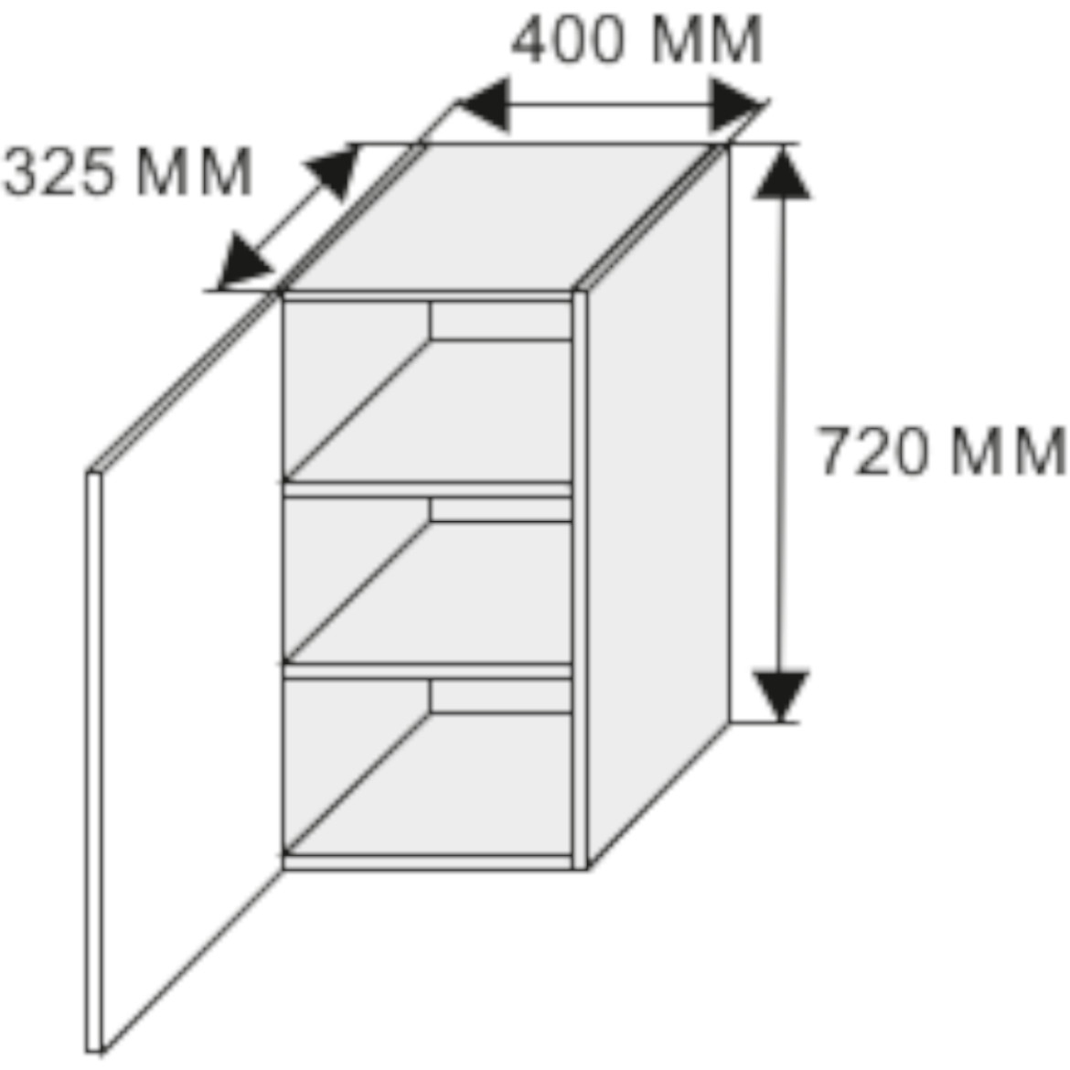 Kuhinjski element Emporium gornji W2 40cm 1 vrata svetlo siva/bela