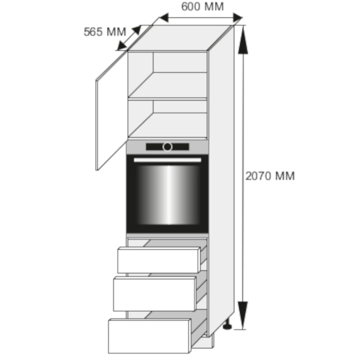 Kuhinjski element Emporium 3M svetlo siva/bela