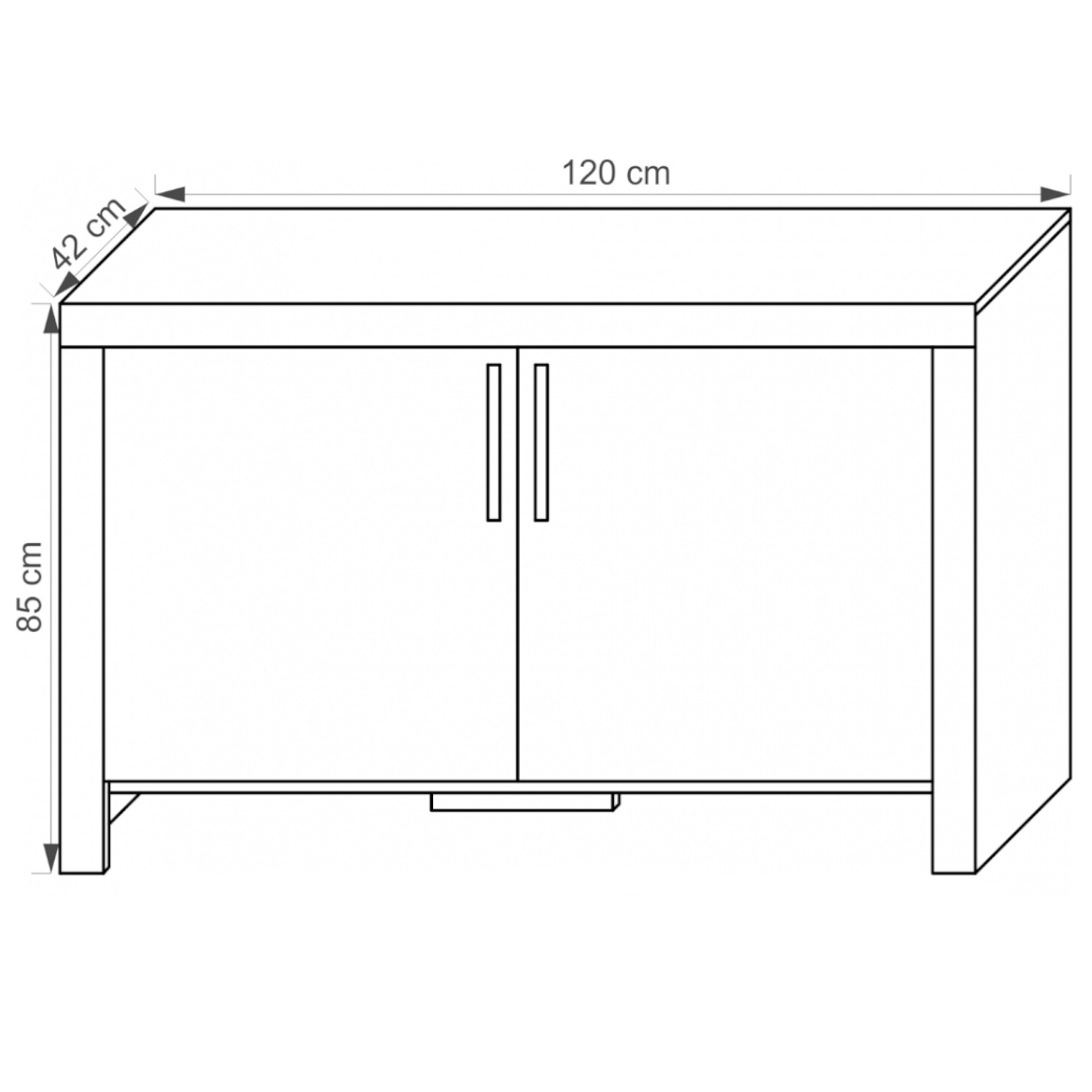 Cezar komoda 2 vrata 120x42x85 cm crno/bela