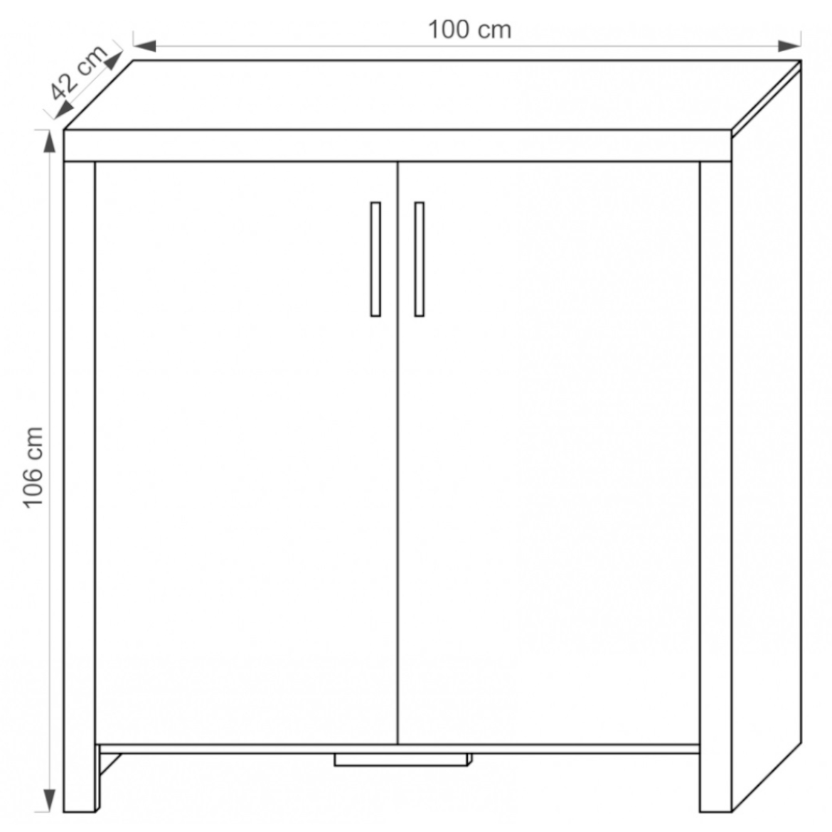 Cezar komoda 2 vrata 100x42x106 cm  crno/bela