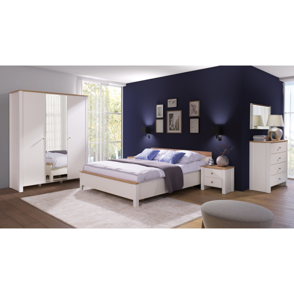 Berg komoda 4 fioke 94x41x98 cm bela/hrast