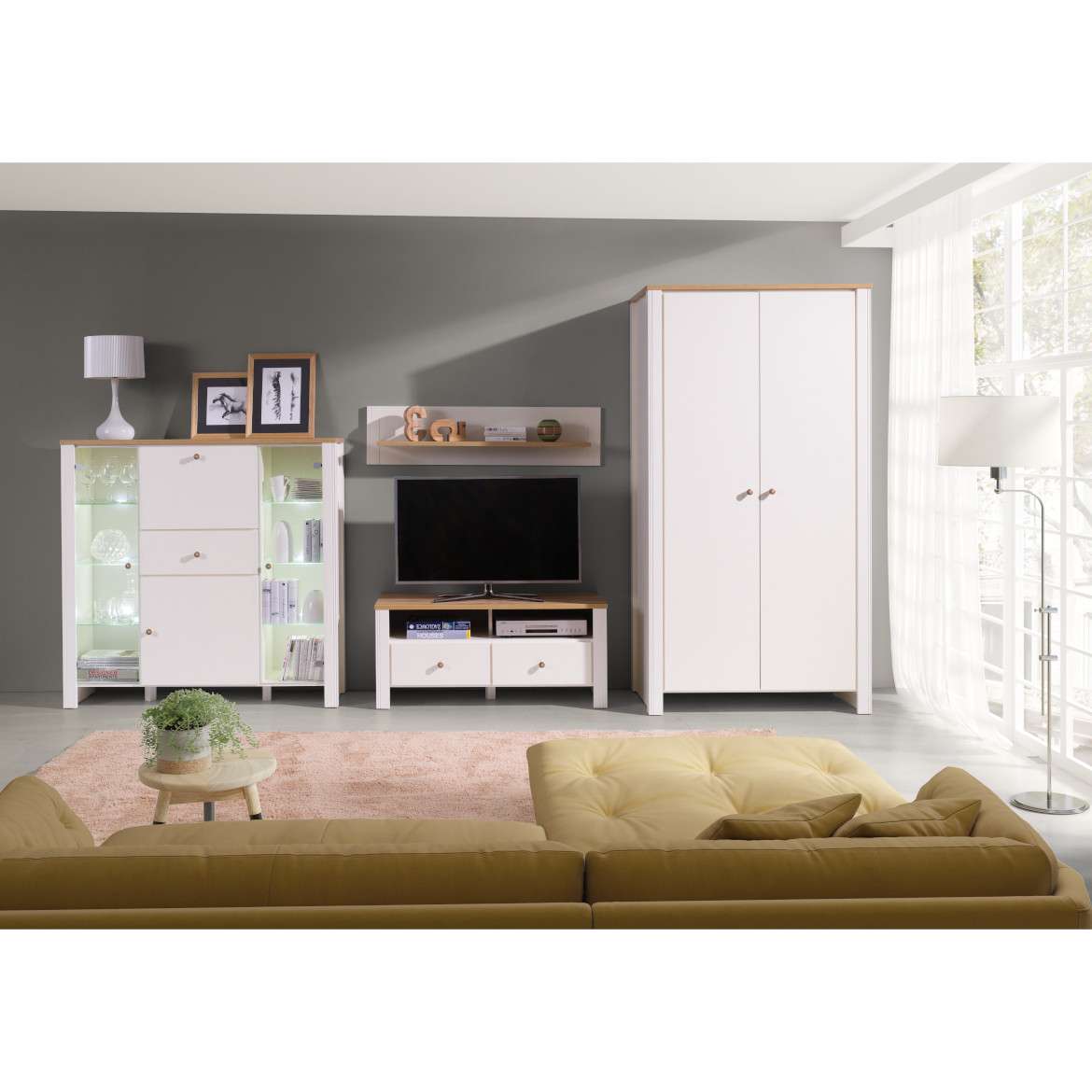 Berg komoda 4 fioke 94x41x98 cm bela/hrast
