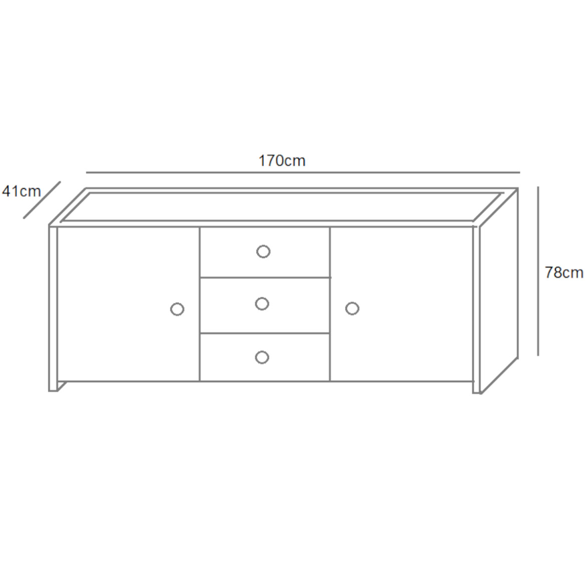 Berg komoda 2 vrata + 3 fioke 170x41x78 cm bela/hrast