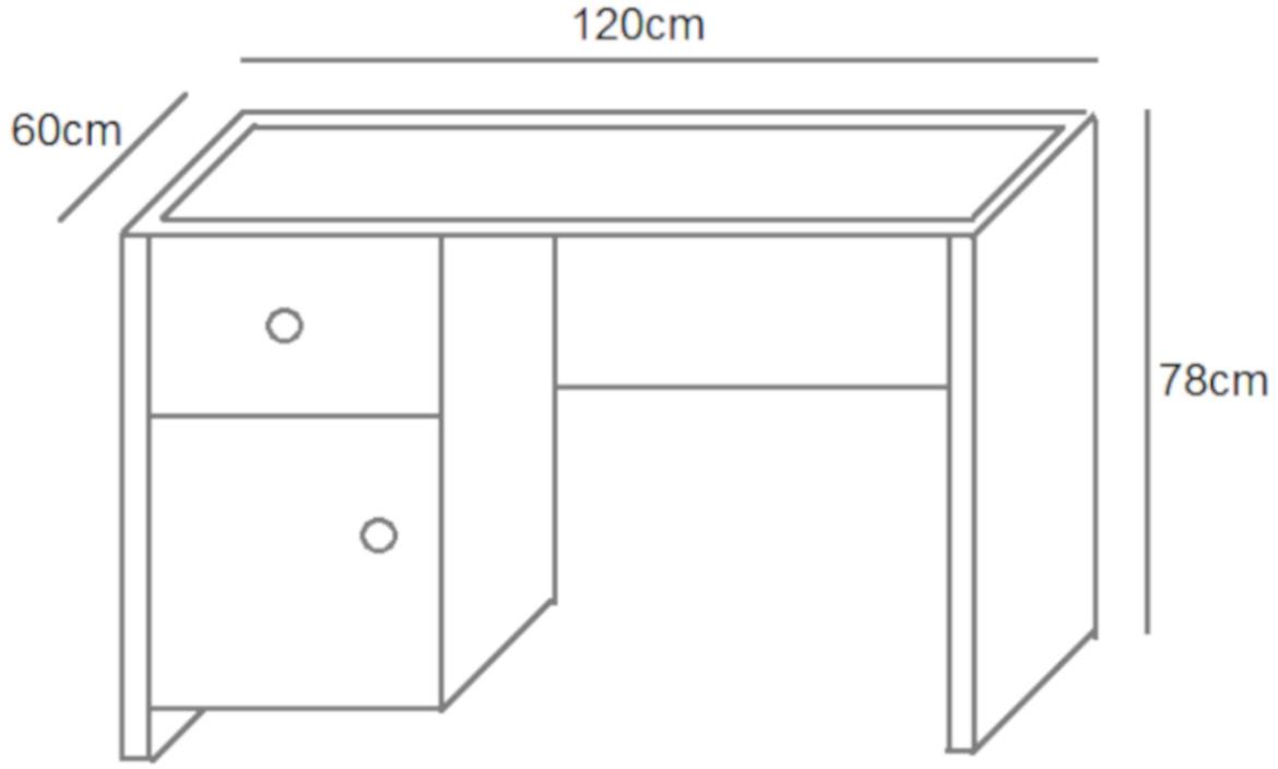 Berg radni sto 1 vrata+1 fioka 120x60x78 cm  beli/hrast