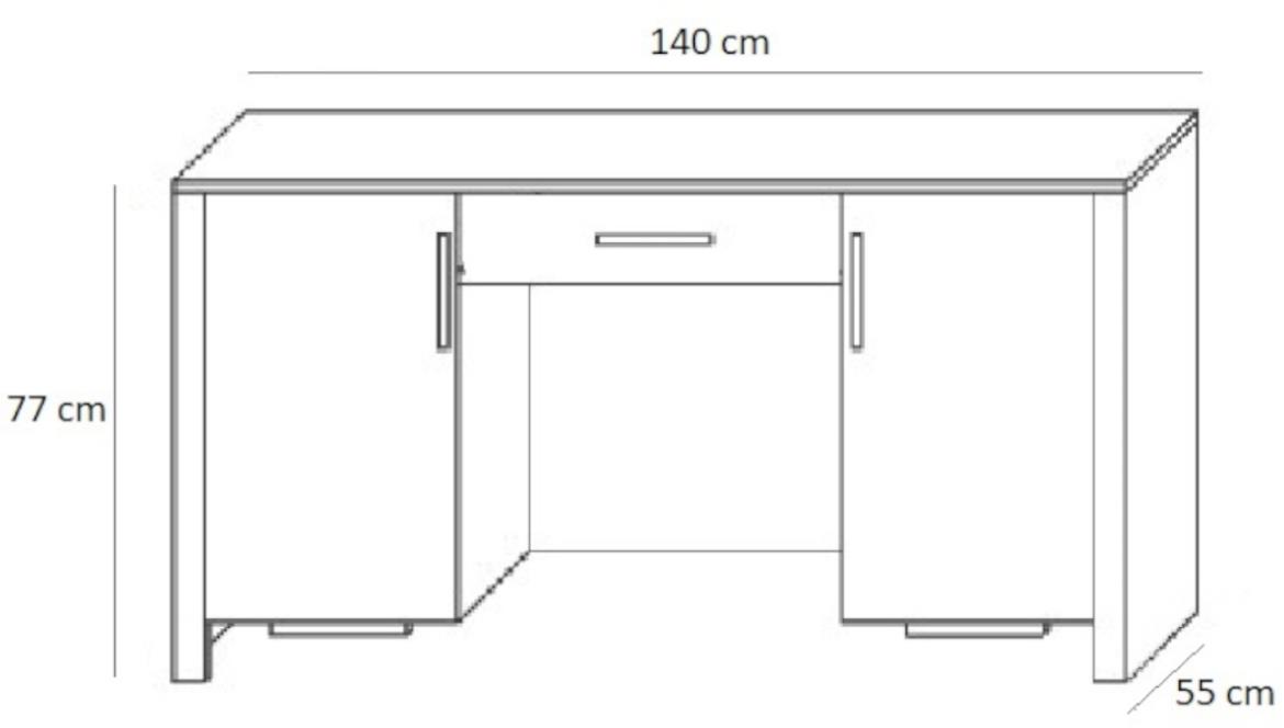 Cezar radni sto 2 vrata+1 fioka 140x55x77 cm natur (sonoma hrast)