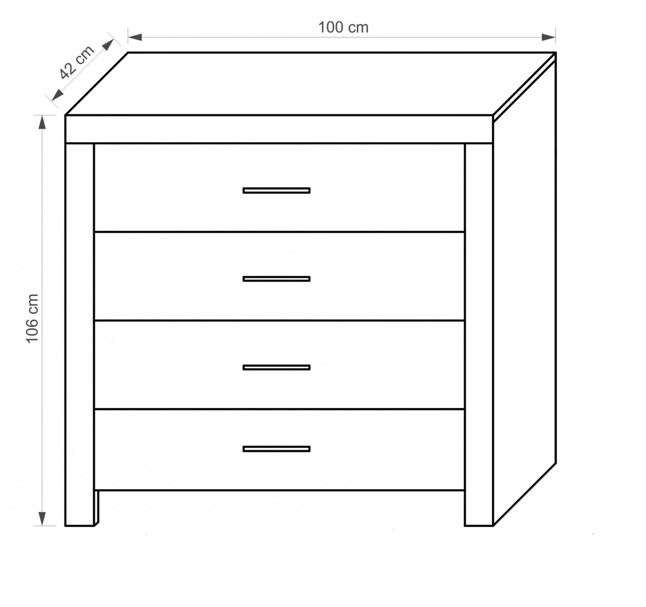 Cezar komoda 4 fioke 100x42x106 cm natur (sonoma hrast)