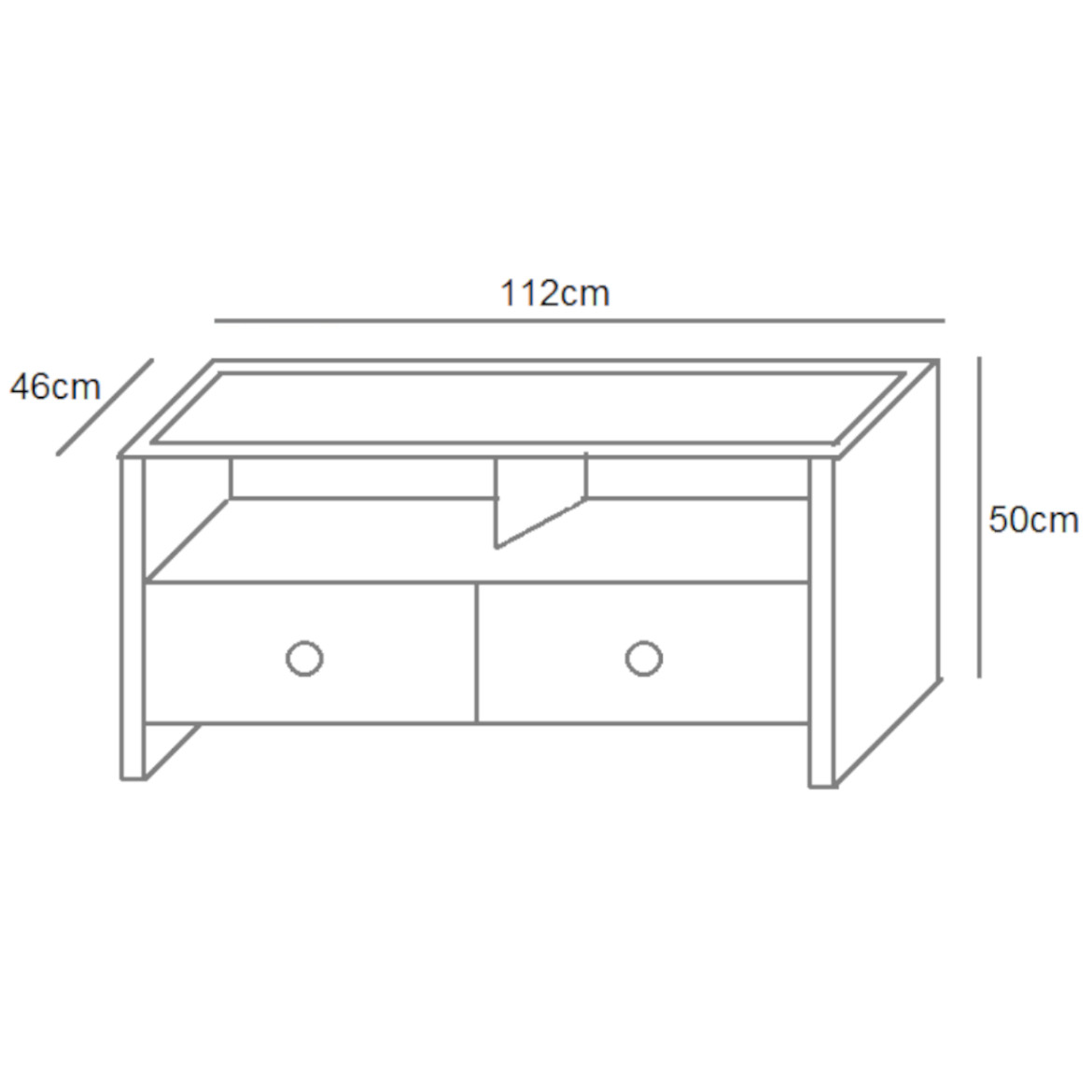 Berg TV komoda 2 fioke + 2 police 112x46x50 cm beli / hrast