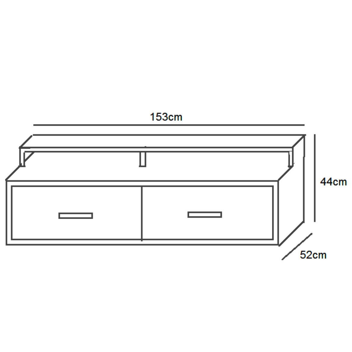 Fill TV komoda 2 fioke + 2 otvora 153x52x44 cm natur / tamno sivo