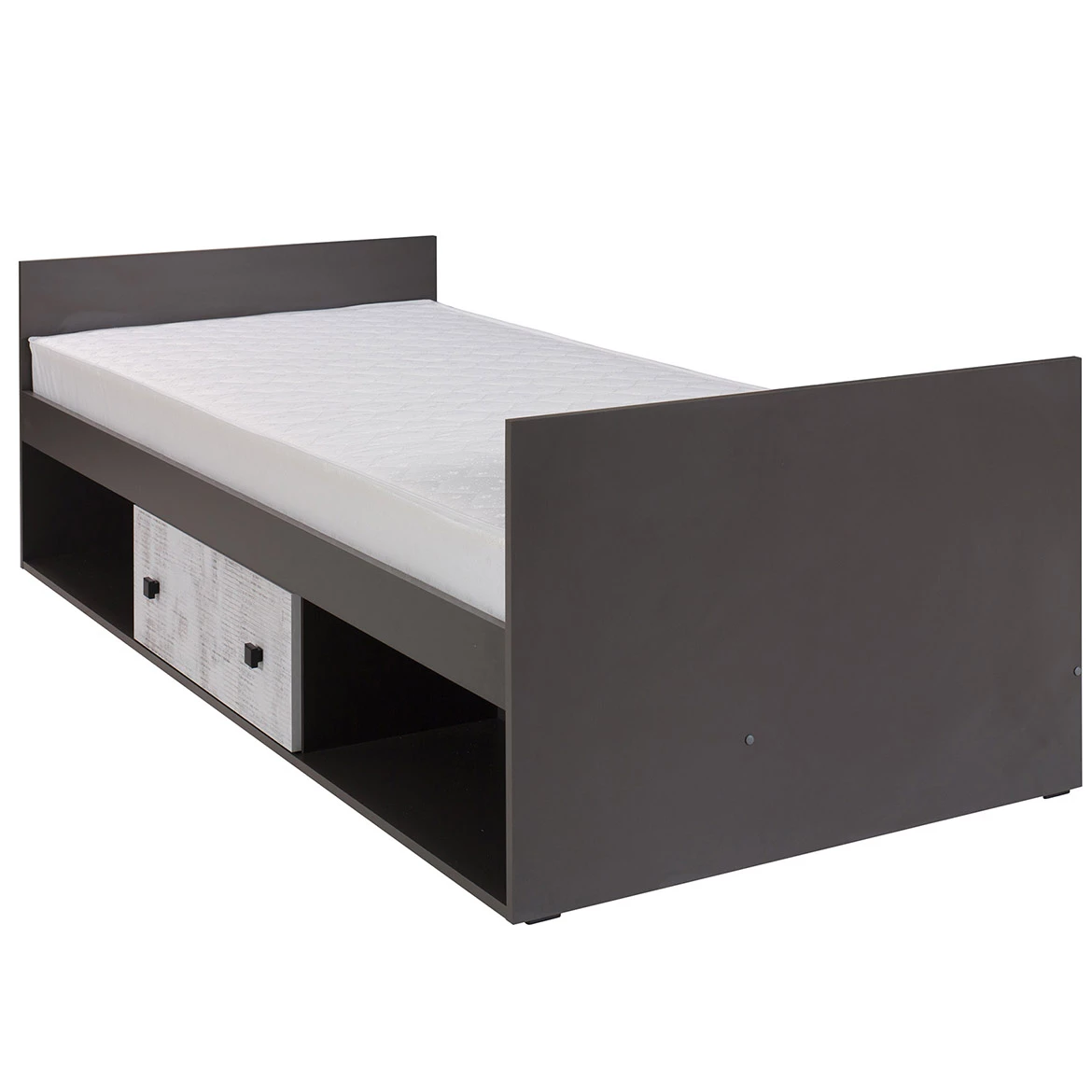 Krevet Tommy 1 fioka tamno siva/ izbeljeno bela