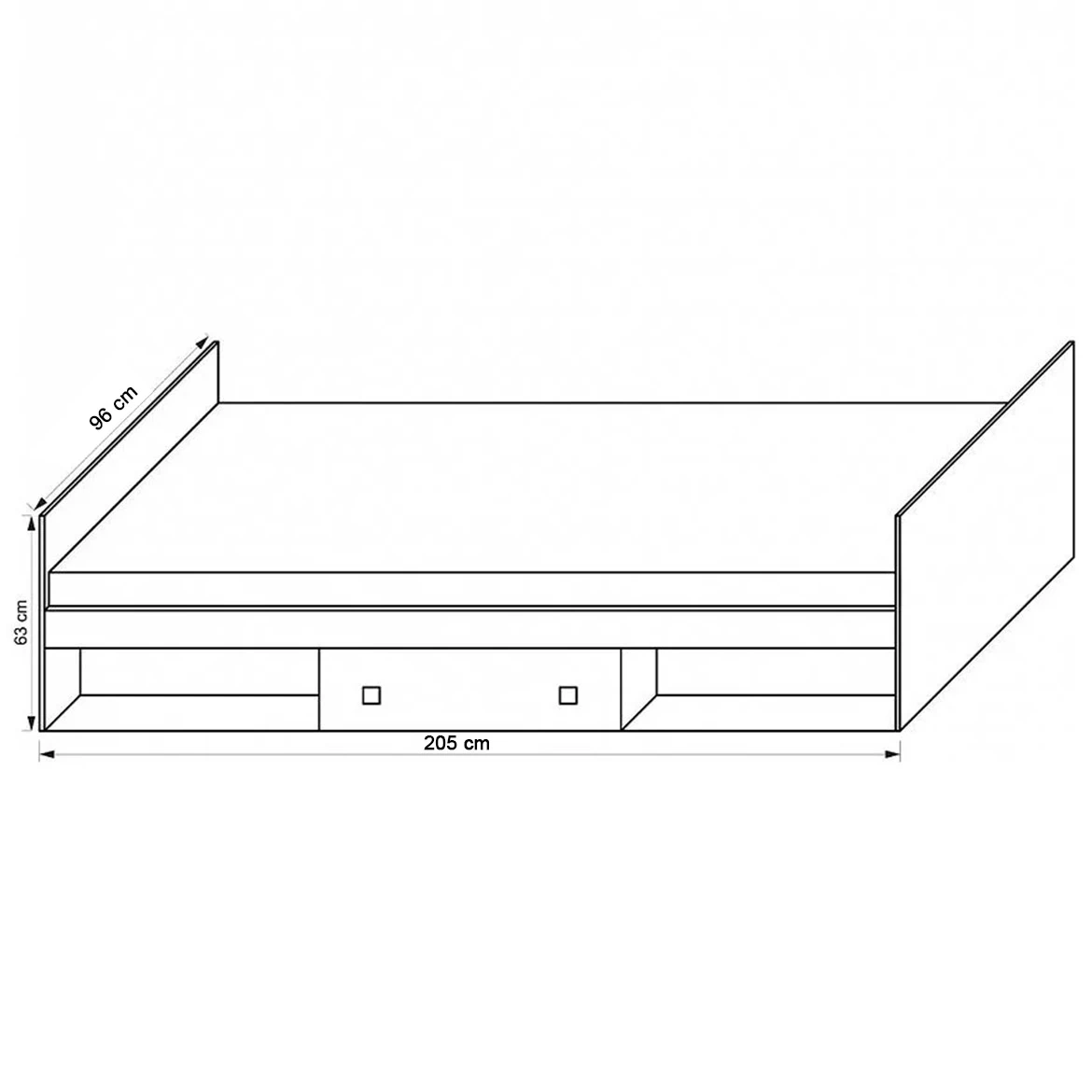 Krevet Tommy 1 fioka tamno siva/ izbeljeno bela