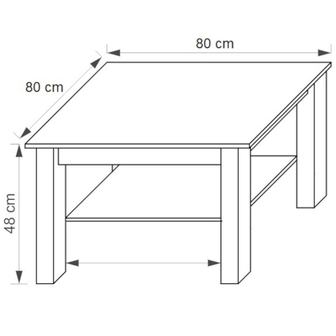 Klub sto Cezar 1 polica 80x80x48 cm natur (sonoma hrast)