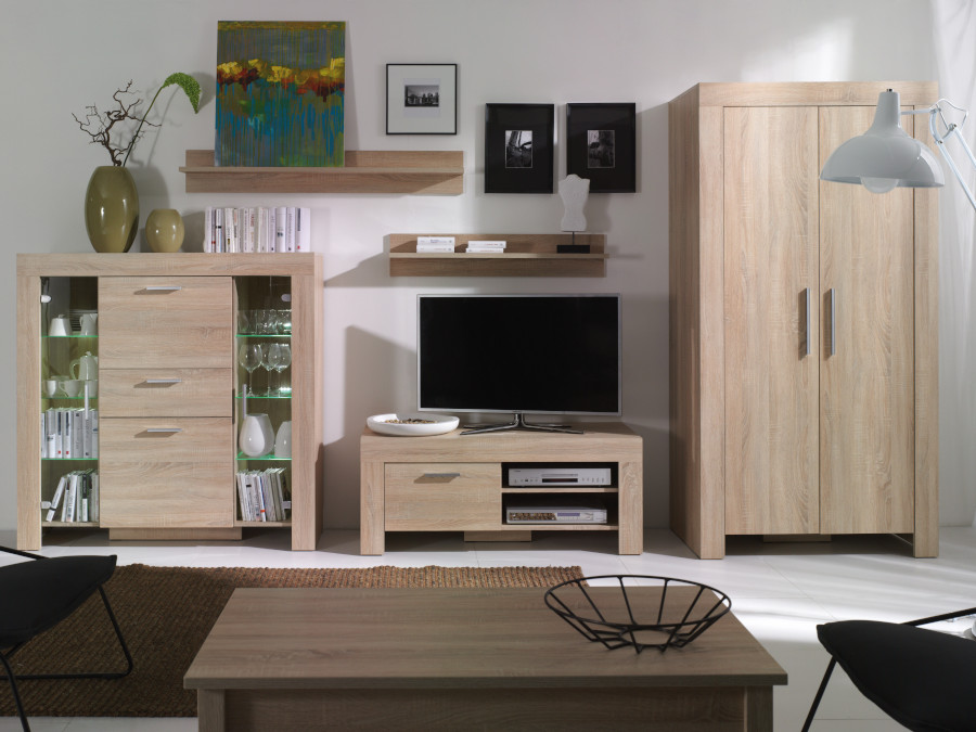 Cezar vitrina 4 vrata+1 fioka 130x42x131 natur