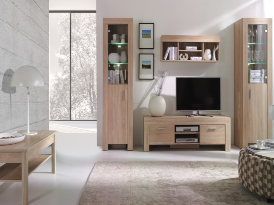 Cezar vitrina 4 vrata+1 fioka 130x42x131 natur