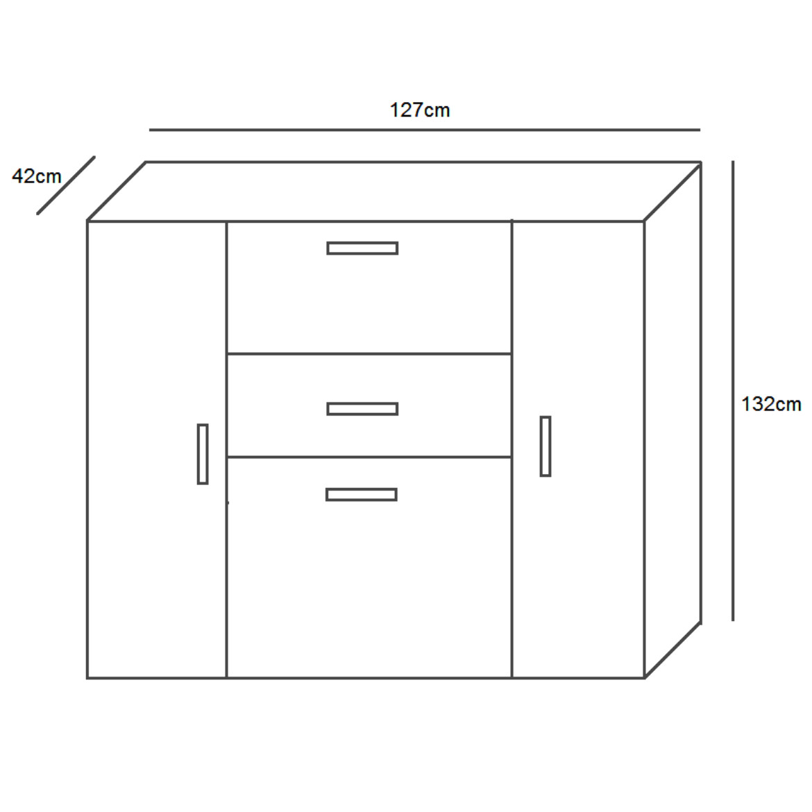 Komoda Fill 4 vrata+1 fioka 127x42x132 cm natur (sonoma hrast)/tamno siva