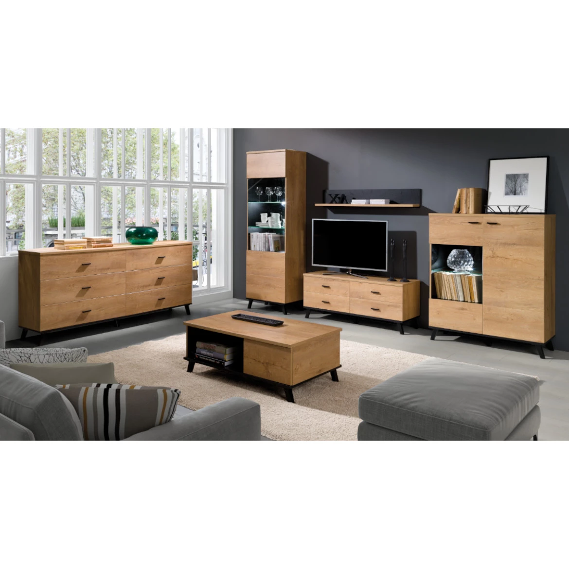 Klub sto John 1 polica 10x61x40 cm tamni hrast