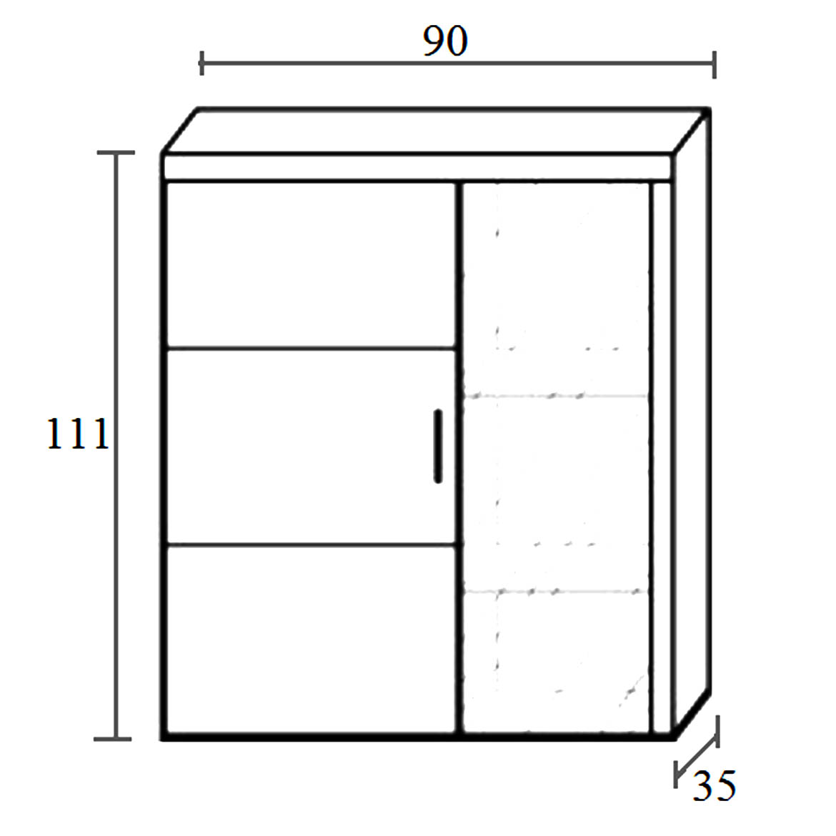 Samba viseca vitrina 2 vrata 90x35x111 svetli hrast/bež