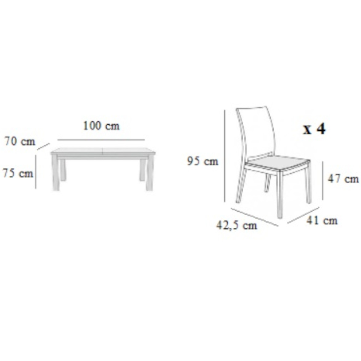 Set sto i stolice Atena 1 + 4 100/70 jova