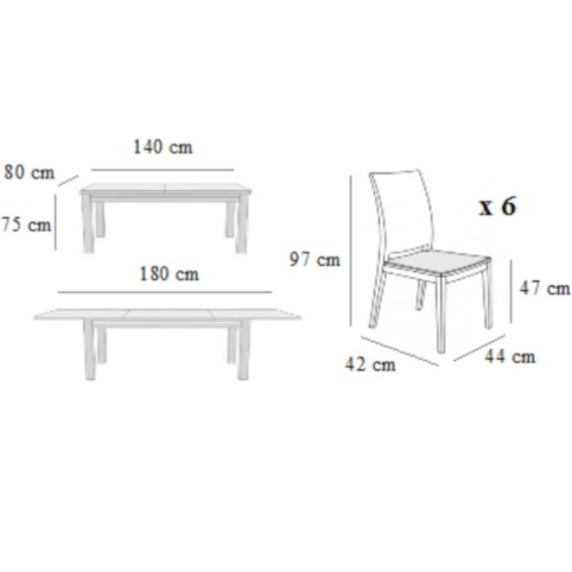 Set sto i stolice Kobe 1 + 6 140/80 sonoma