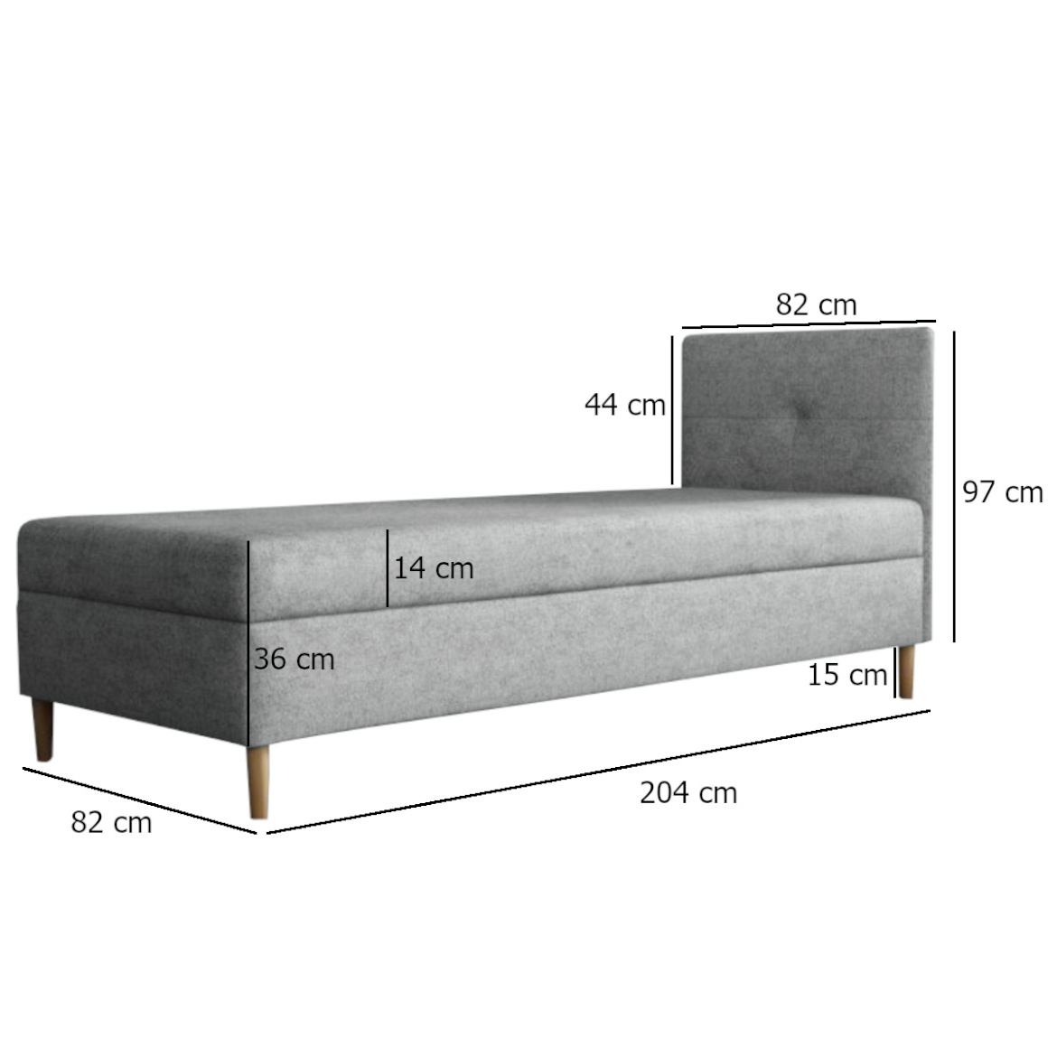 Krevet Enzo sa prostorom za odlaganje desni 92x204x112 cm sivi