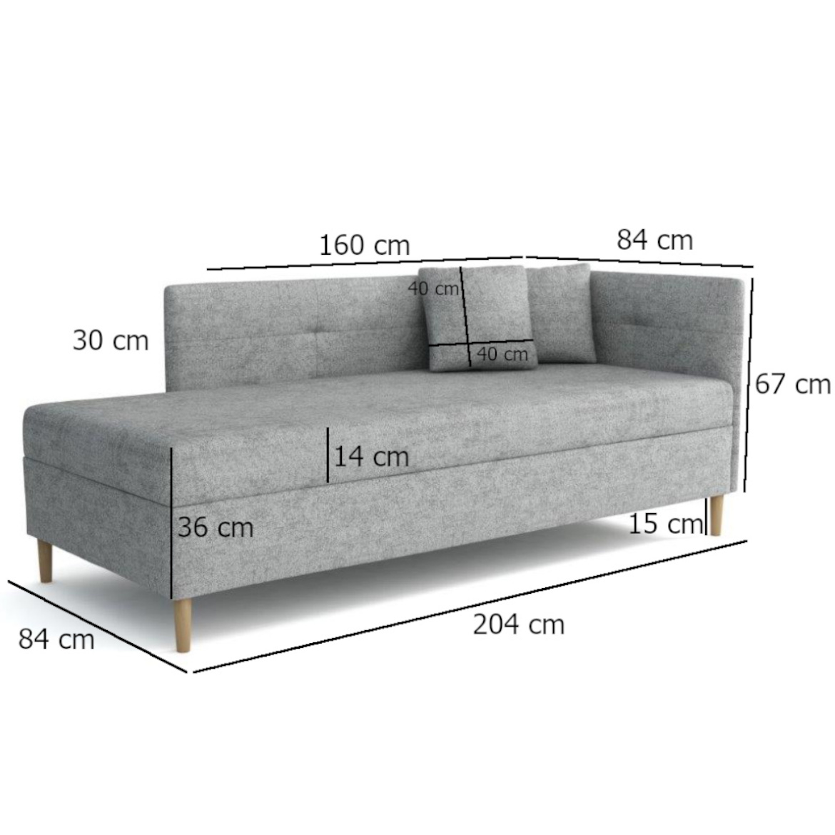 Krevet Olimp sa prostorom za odlaganje desni 84x204x82 cm sivi