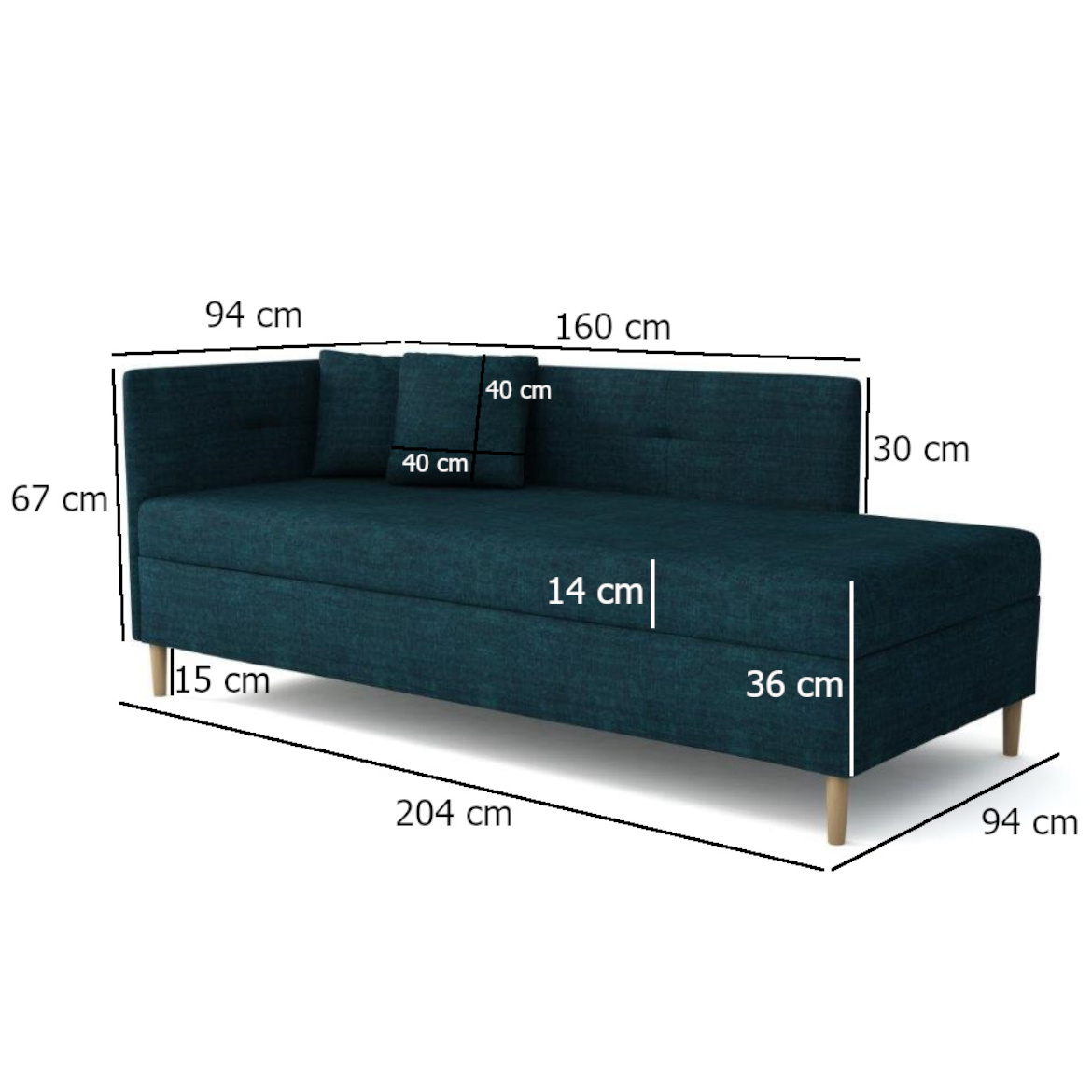 Krevet Olimp sa prostorom za odlaganje levi 94x204x82 cm zeleni