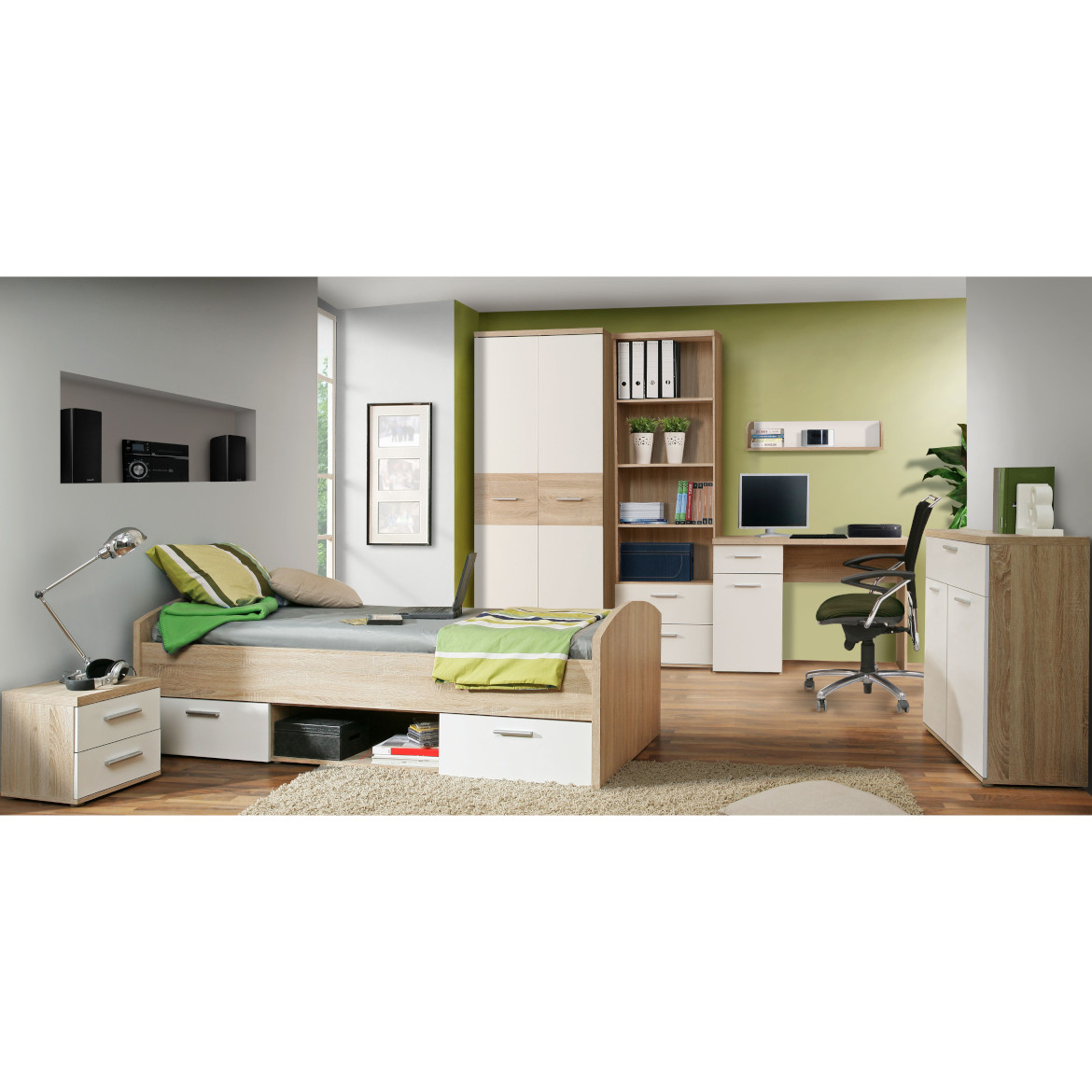 Winnie nocni ormaric 37,7x38,8x38,6 natur/beli