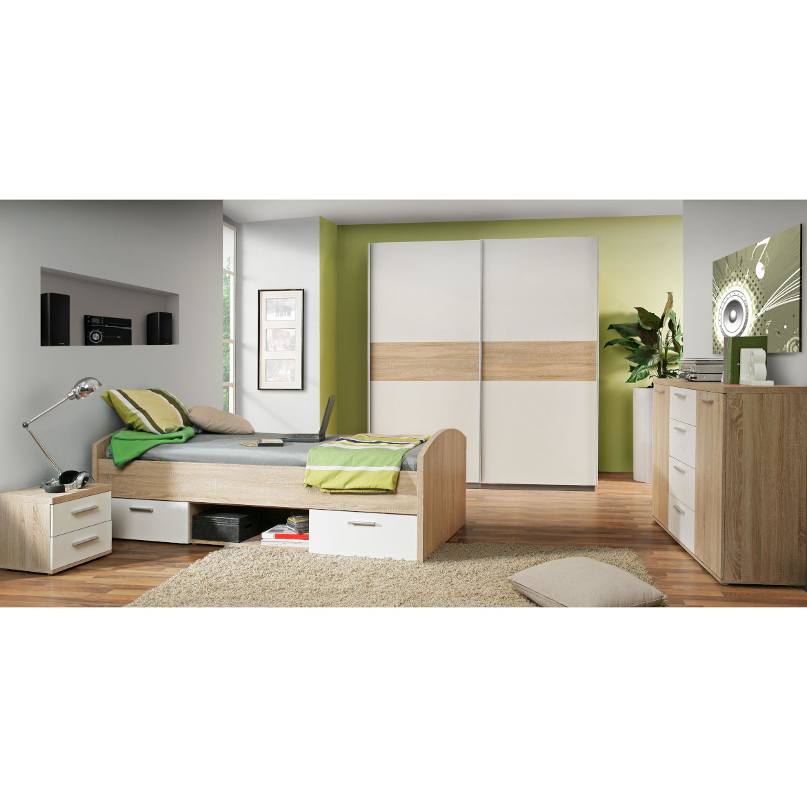 Winnie nocni ormaric 37,7x38,8x38,6 natur/beli