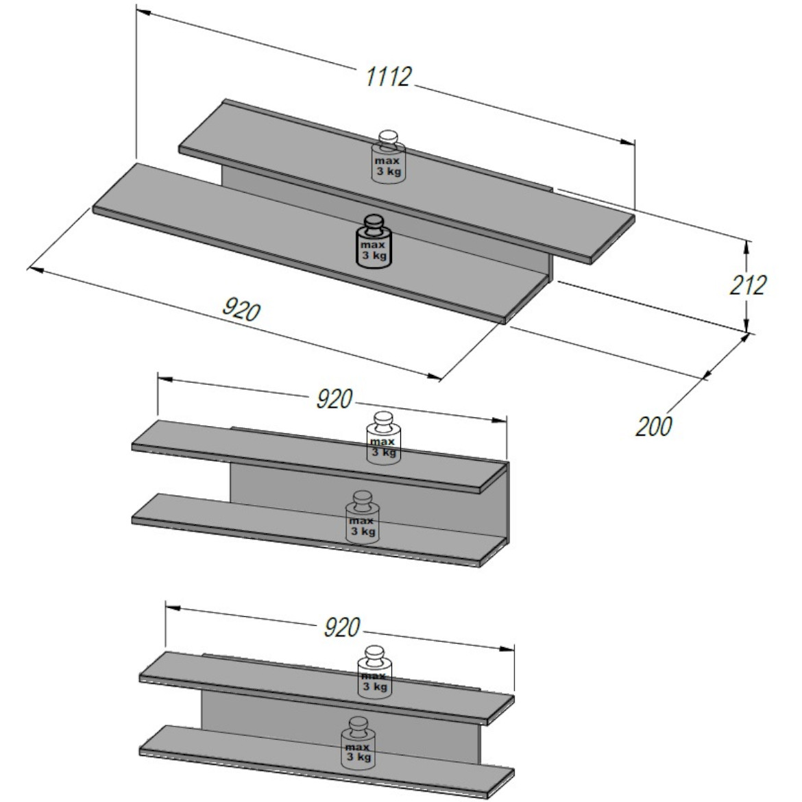 Canmore zidna polica 92x20x21,2 cement