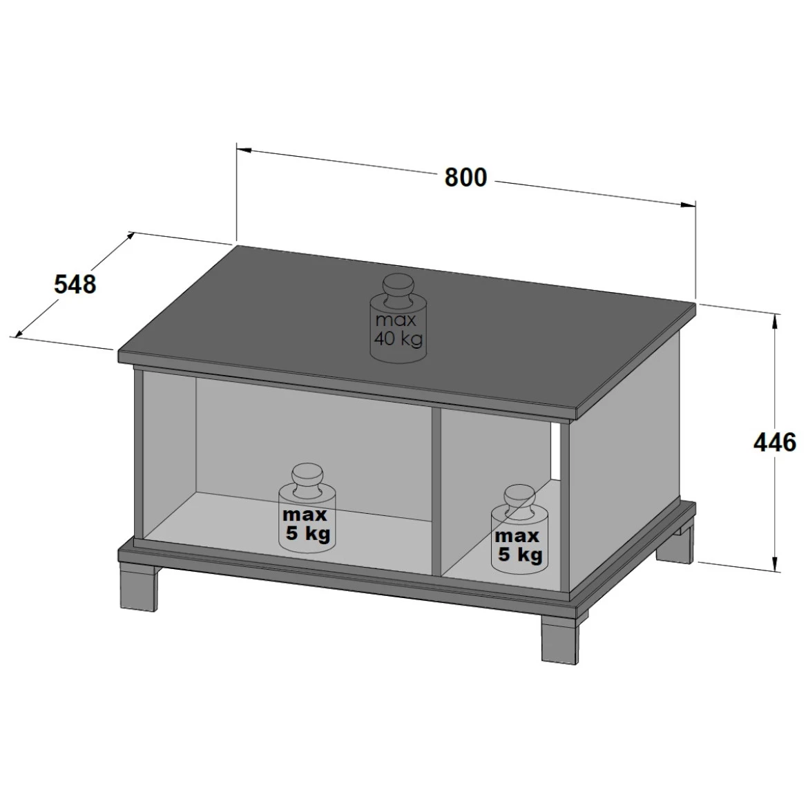 Klub sto Trondheim 80x54,8x44,6 cm natur/crni