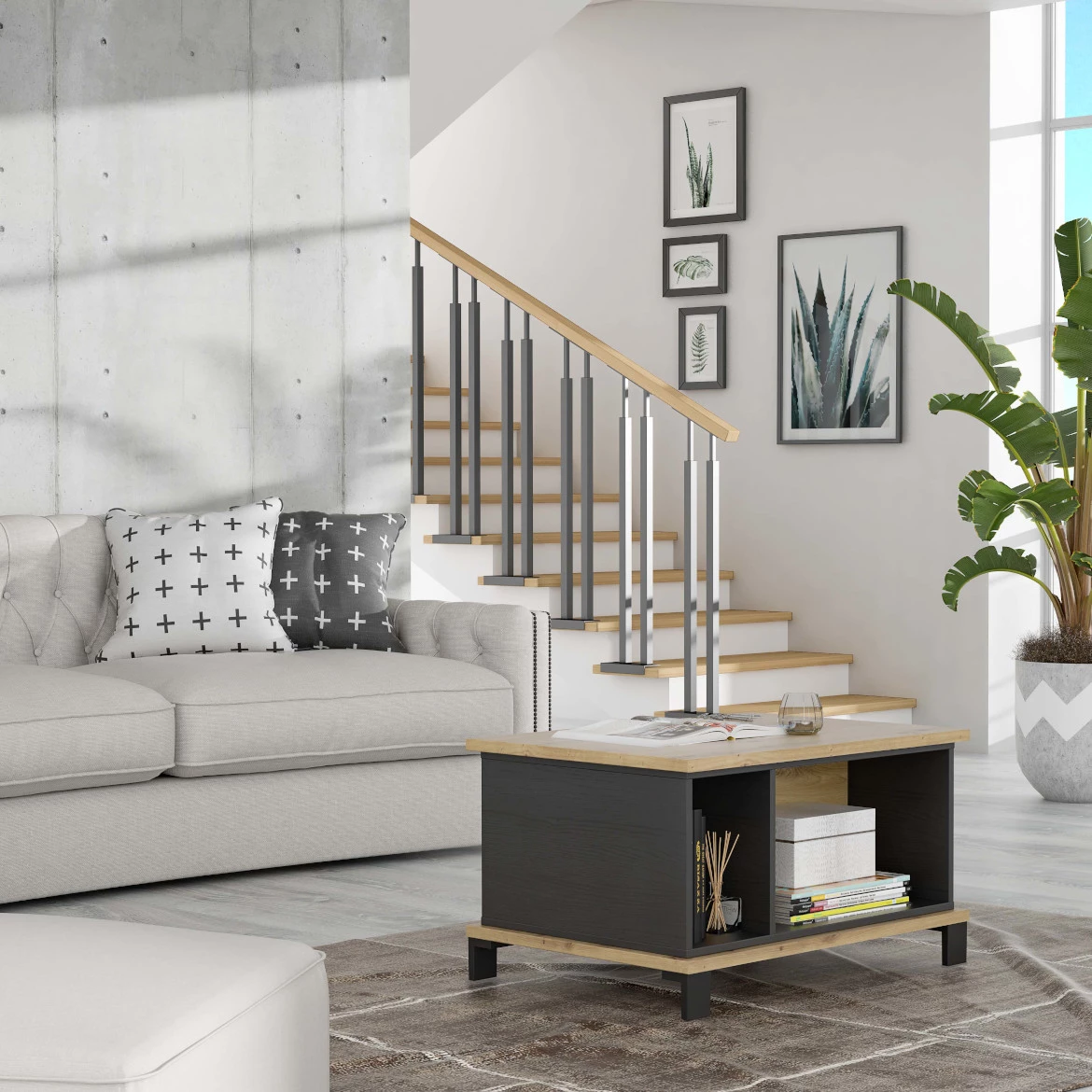 Klub sto Trondheim 80x54,8x44,6 cm natur/crni