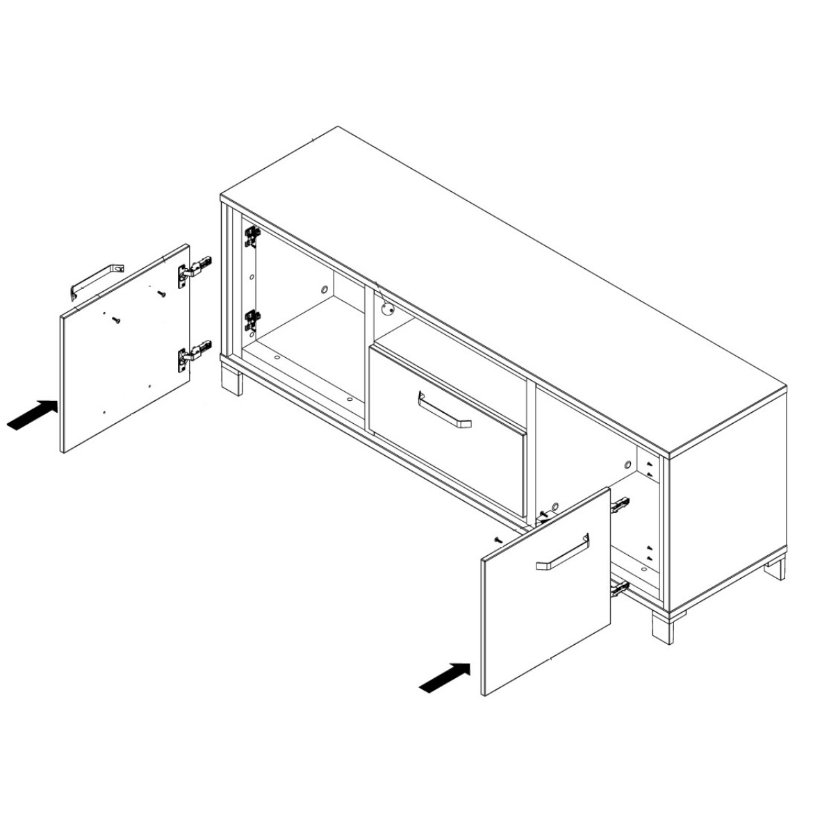 Trondheim TV komoda 2 vrata + 1 fioka 158,4x41,5x58,9 cm natur (zanatski hrast)