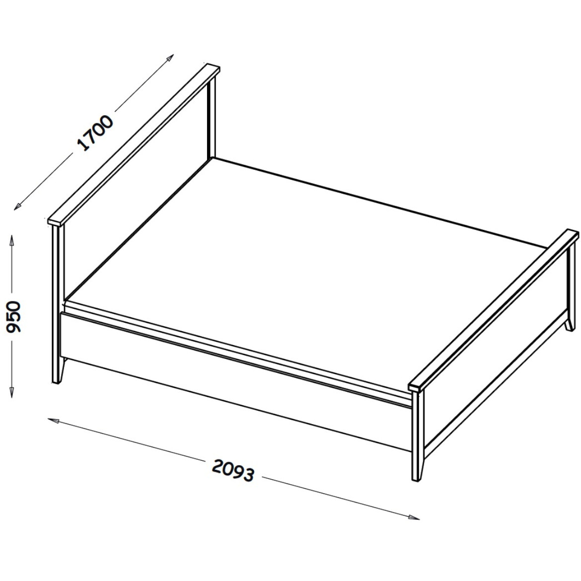 Krevet Sven sa podnicom 170x209,3x95 bela/natur
