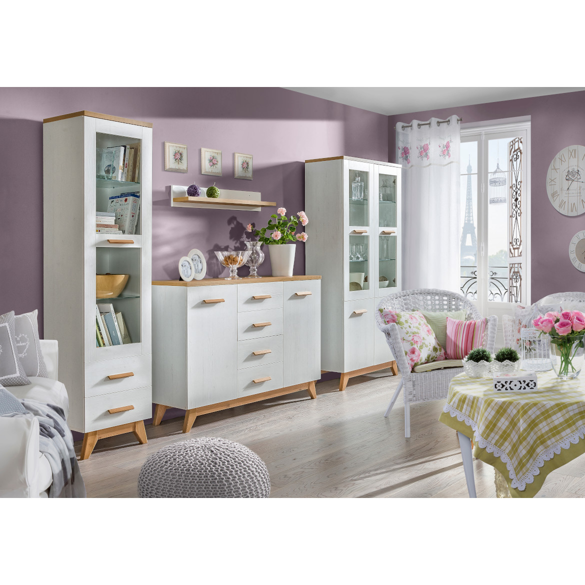 Krevet Sven sa podnicom 170x209,3x95 bela/natur