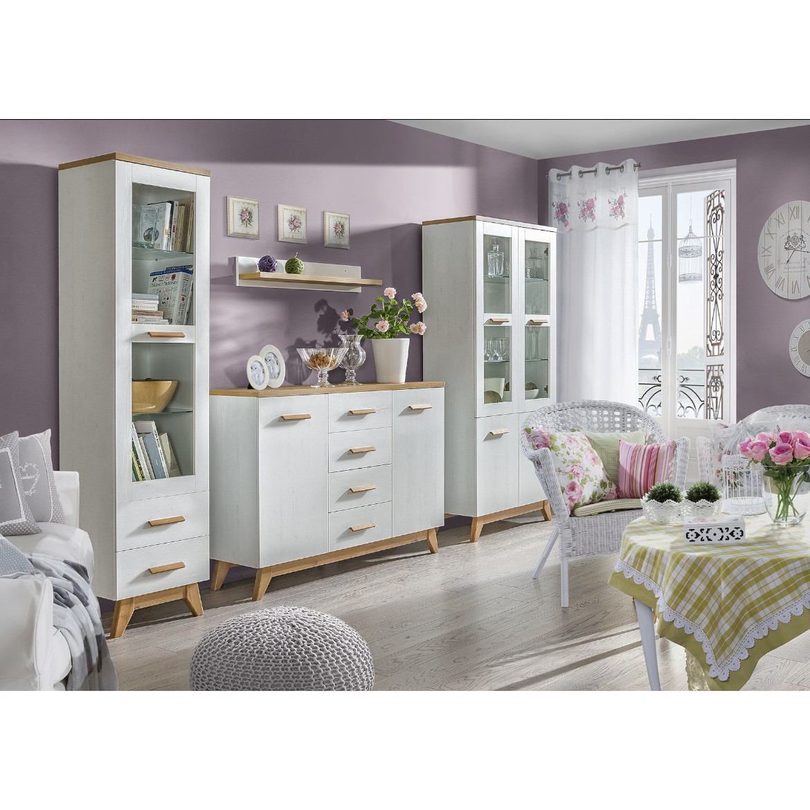 Krevet Sven sa podnicom 170x209,3x95 bela/natur