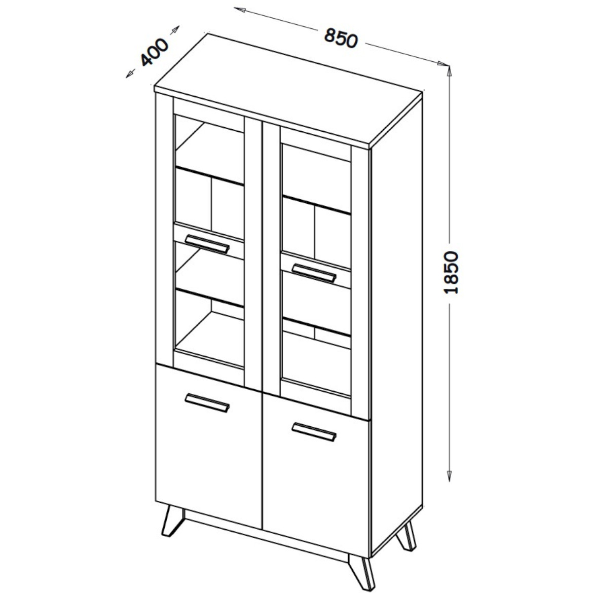 Vitrina Sven 2 vrata 85x40x185 bela/natur