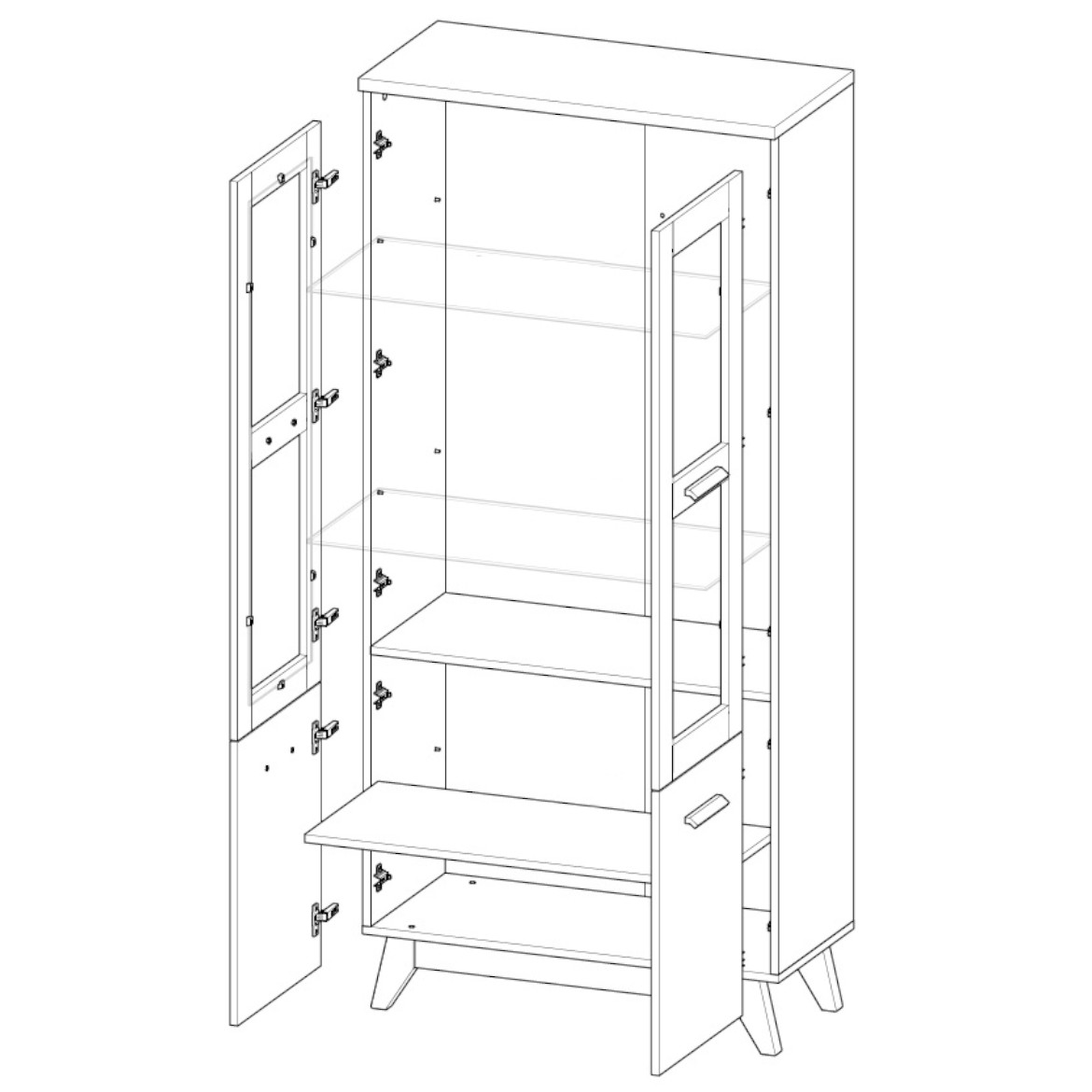 Vitrina Sven 2 vrata 85x40x185 bela/natur