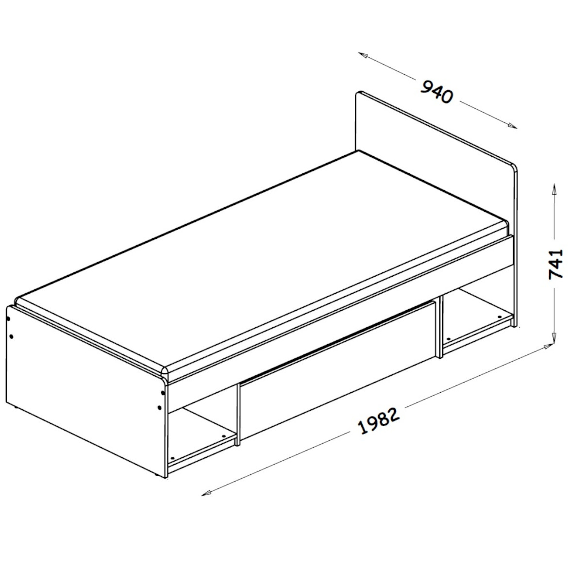 Krevet Arca sa podnicom i fiokom 94x198,2x74 bela