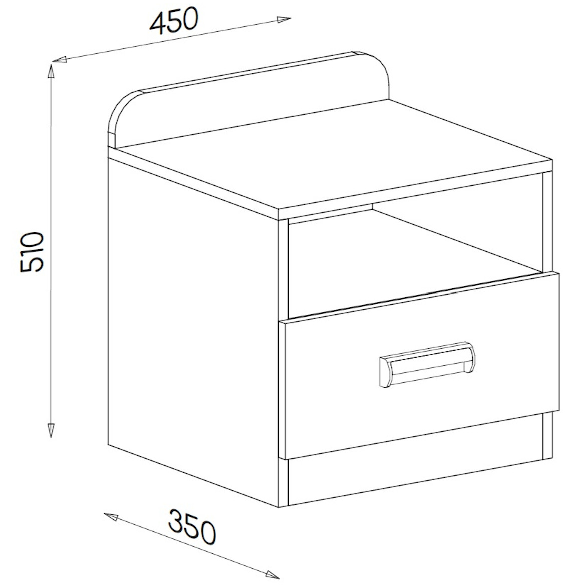 Lorento nocni ormaric 45x35x51 beli / natur