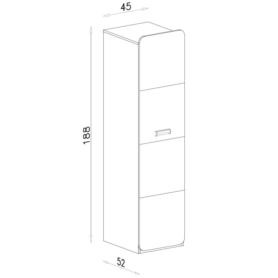 Ormar Lorento 1 vrata 45x52x188 bela