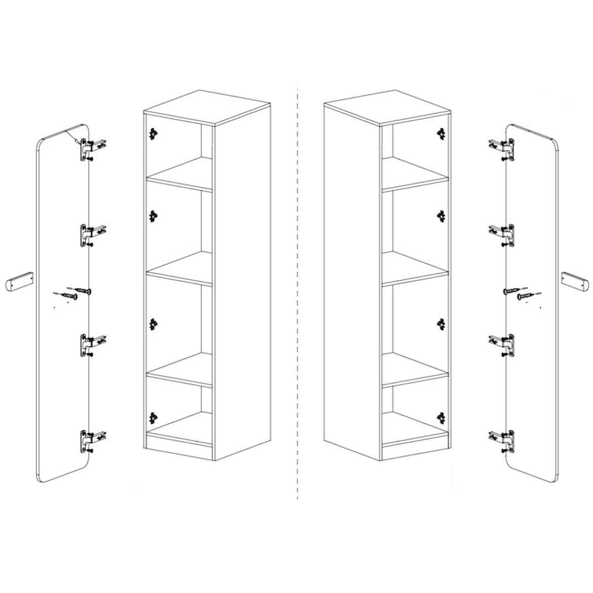 Ormar Lorento 1 vrata 45x52x188 bela