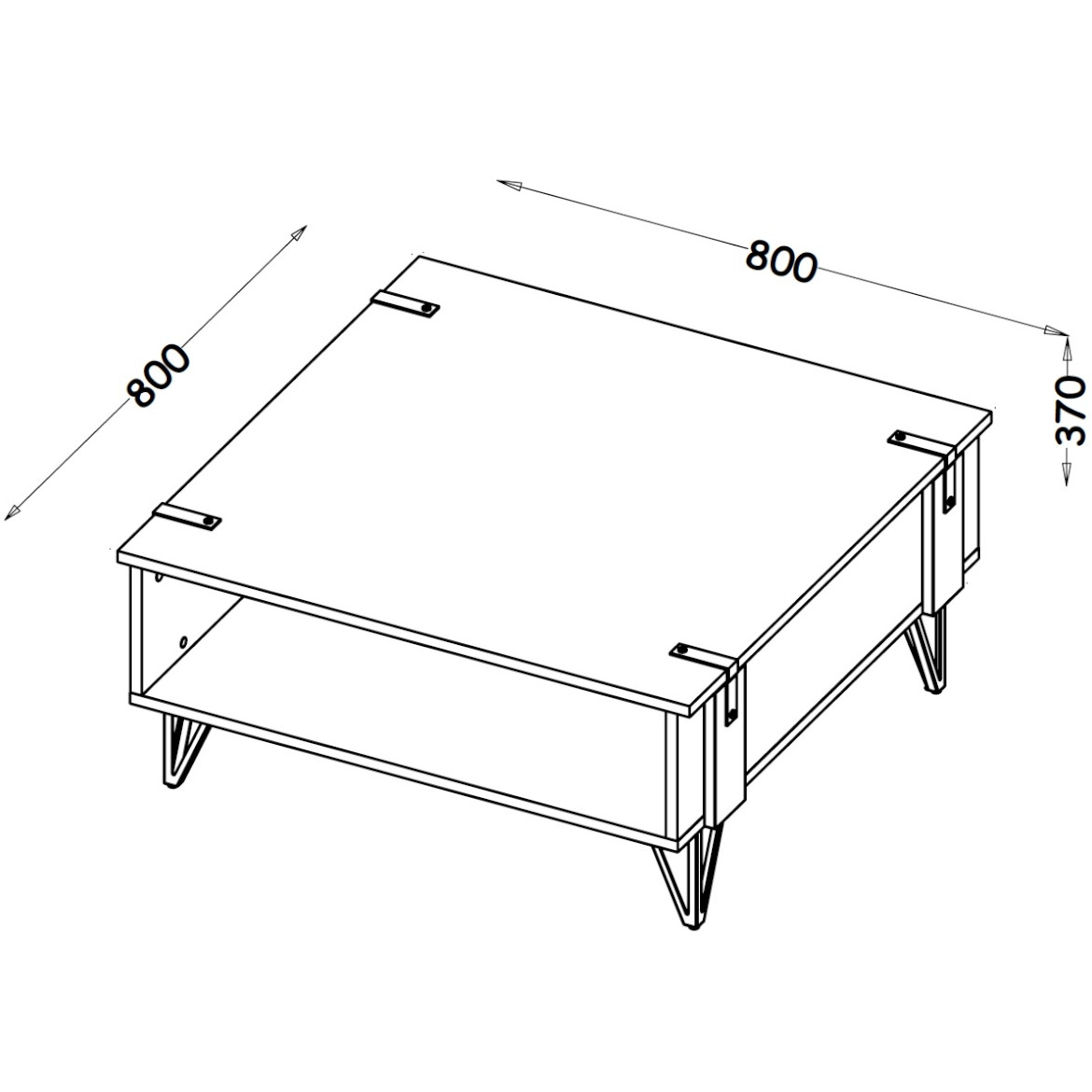 Lofter klub sto 80x80x37 natur/beton