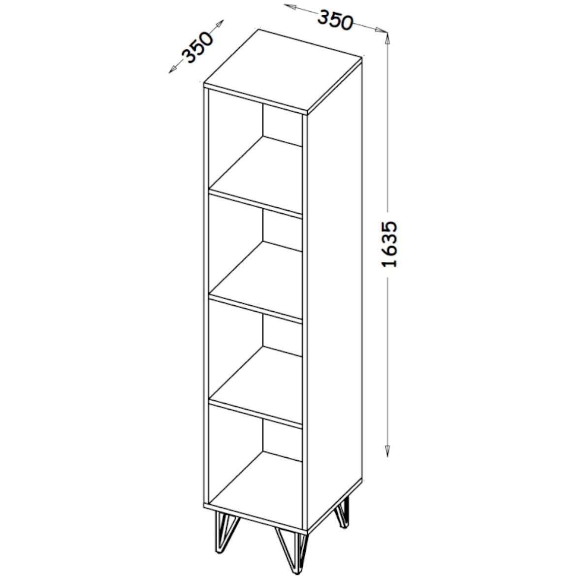 Lofter polica 4 otvora 35x35x163,5 beton/natur