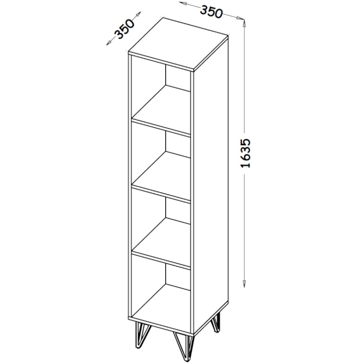 Lofter polica 4 otvora 35x35x163,5 natur (wotan hrast)