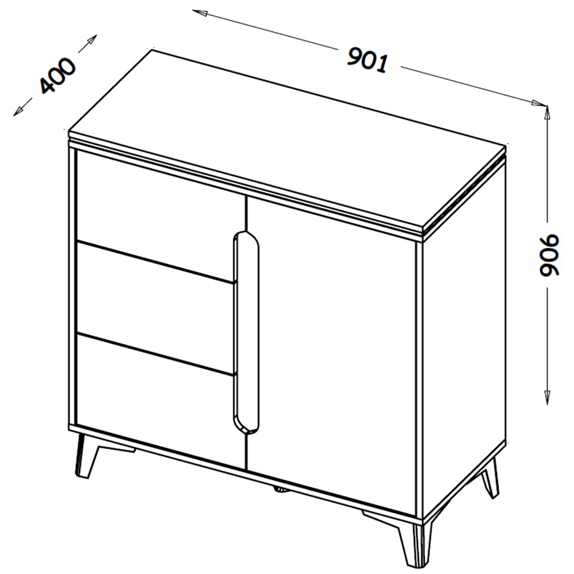 Gappa komoda 3 fioke + 1 vrata 90x40x90,6 cm bela/natur