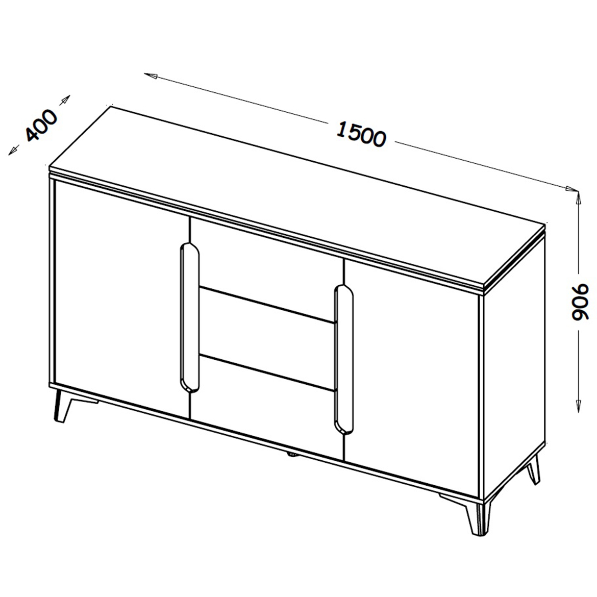 Gappa komoda 2 vrata + 3 fioke 150x40x90,6 cm bela/natur