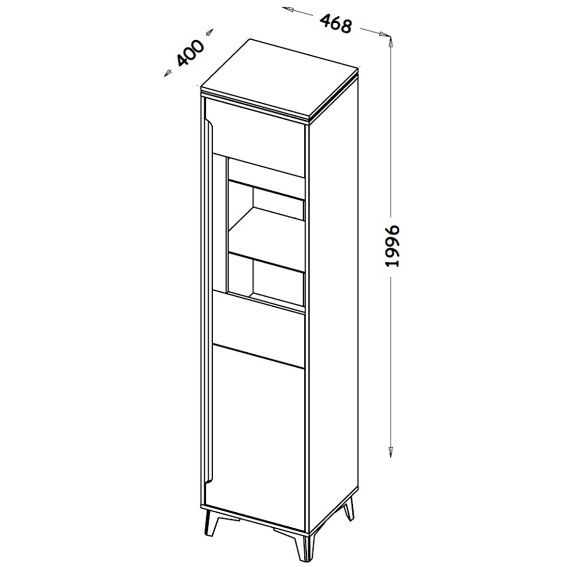 Vitrina Gappa 1 vrata 468x40x1996 bela/natur