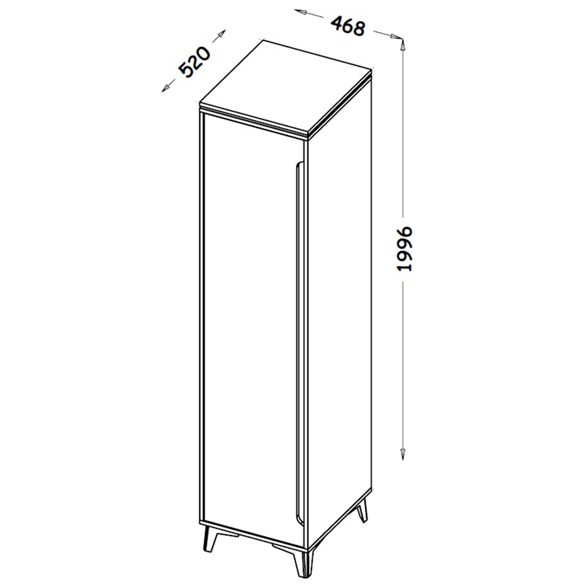 Ormar Gappa 1 vrata 46,8x52x199,6 bela/natur